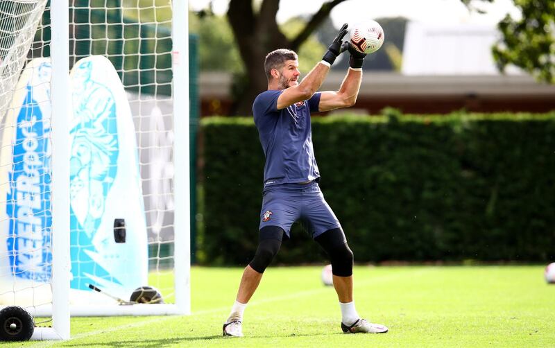 SOUTHAMPTON, ENGLAND - SEPTEMBER 24: Fraser Forster during a Southampton FC training session at the Staplewood Campus on September 24, 2020 in Southampton, England. (Photo by Matt Watson/Southampton FC via Getty Images)