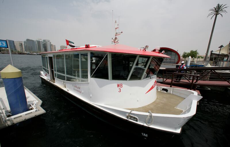 Dubai, United Arab Emirates, July 27 2011, Jonathan Gornall Story, RTA Water Taxi-  RTA  Dubai Water Bus  docks up at the Al Seef terminal along the Dubai Creek.   Mike Young / The National