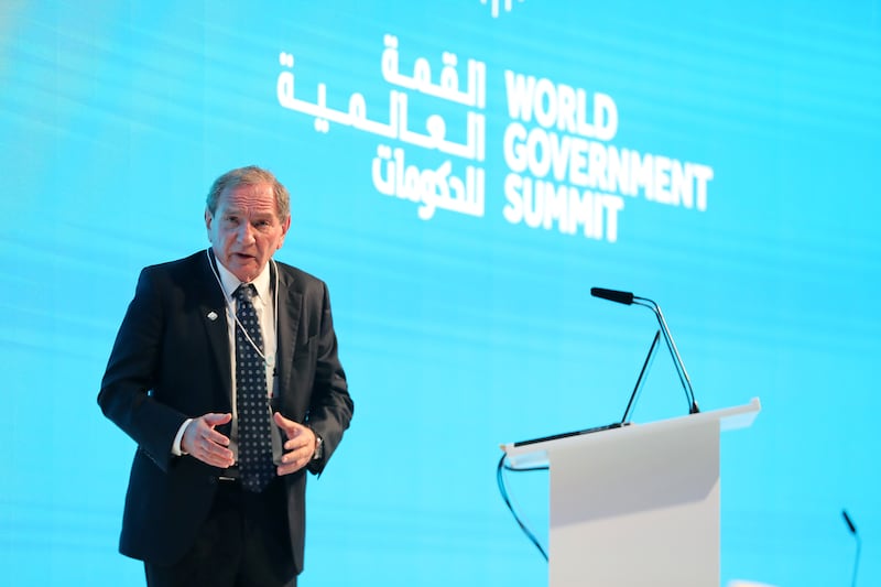 George Friedman, founder and chairman of Geopolitical Futures, at the summit. Pawan Singh / The National
