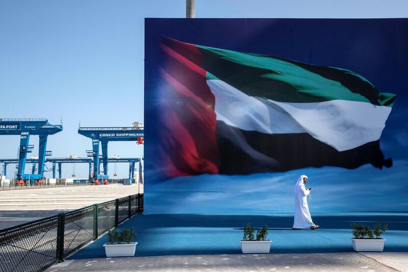 ABU DHABI, UNITED ARAB EMIRATES. 10 DECEMBER 2018. BIG PICTURE OPTION. The official inauguration of the CSP Abu Dhabi Terminal in Khalifa Port, Abu Dhabi. General image of the container port section of COSCO Shipping Khalifa Port. (Photo: Antonie Robertson/The National) Journalist: None. Section: Big Picture.