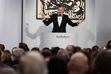 Sotheby's auctioneer Oliver Barker leads an auction of The Macklowe Collection at Sotheby's on November 15, 2021 in New York City.  (Photo by Yuki IWAMURA  /  AFP)