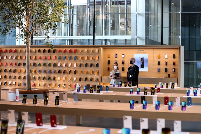 A wide range of products for sale at the new Apple store on Al Maryah Island.