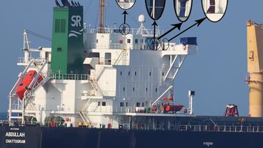 A photo released by the Indian Navy shows pirates aboard the MV Abdullah after it was seized on March 12. Photo: Indian Navy