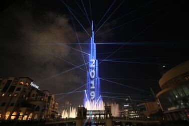 Last year's LED display on the world's tallest building, the Burj Khalifa. EPA
