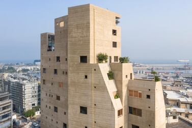 View of the Stone Garden project in Beirut, taken after the Beirut blast in August 2020. Laurian Ghinitoiu / Lina Ghotmeh 