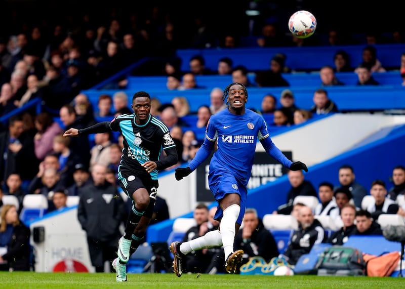Chelsea's Axel Disasi scores a bizarre own goal against Leicester City. PA