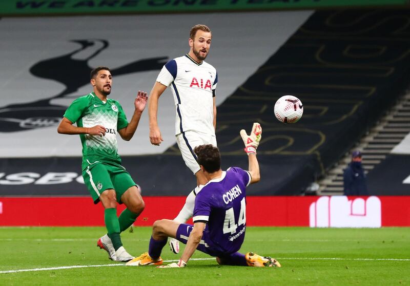 Tottenham Hotspur's Harry Kane scores their sixth goal to complete his hat-trick. Reuters