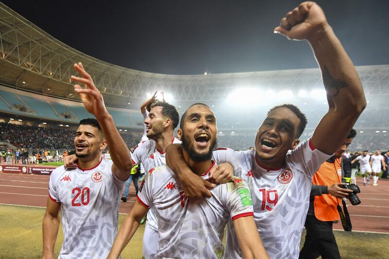 Tunisia celebrate qualifying to the 2022 Qatar World Cup. AFP