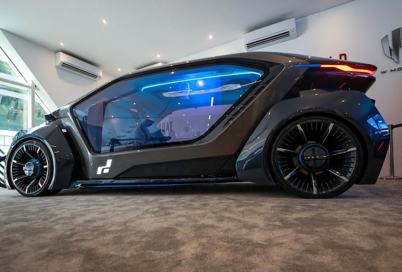 The W Motors self-driving vehicle prototype, on display at the International Defence Exhibition and Conference in Abu Dhabi. Victor Besa / The National