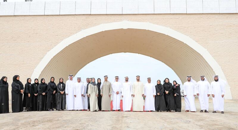 Vice President and Prime Minister of the UAE and Ruler of Dubai His Highness Sheikh Mohammed bin Rashid Al Maktoum reviewed the progress of housing construction and federal roads projects in Ras Al Khaimah. He was accompanied on his visit by Sheikh Mohammed bin Saud bin Saqr Al Qasimi, Crown Prince of Ras Al Khaimah; Lt. General Sheikh Saif bin Zayed Al Nahyan, Deputy Prime Minister and Minister of Interior; Sheikh Mansour bin Zayed Al Nahyan, Deputy Prime Minister and Minister of Presidential Affairs; Mohammad bin Abdullah Al Gergawi, Minister of Cabinet Affairs and The Future; and Dr. Abdullah bin Mohammed Belhaif Al Nuaimi, Minister of Infrastructure Development and Chairman of Sheikh Zayed Housing Programme. Dubai Media Office / Wam