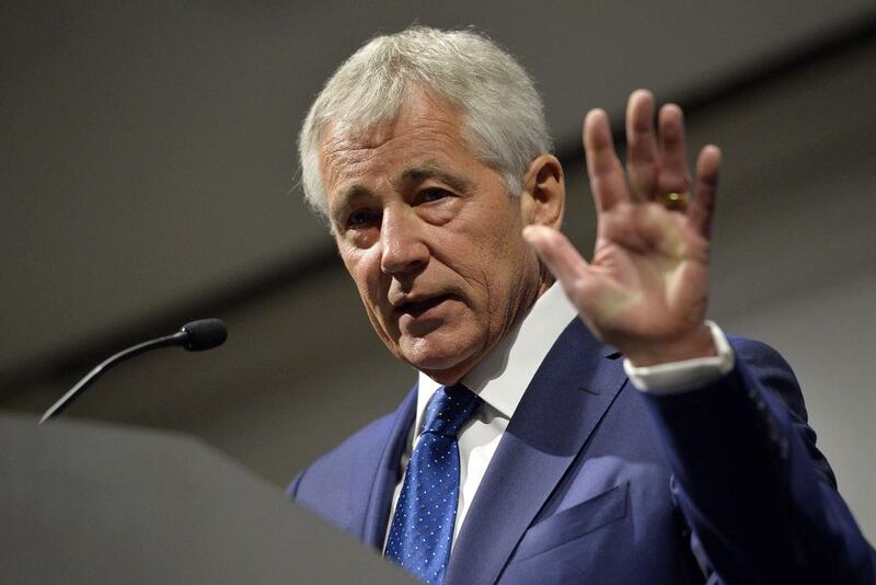 The US secretary of defence Chuck Hagel gives a speech on the US military's changing priorities in Chicago on May 6, 2014. Brian Kersey / Getty Images / AFP

