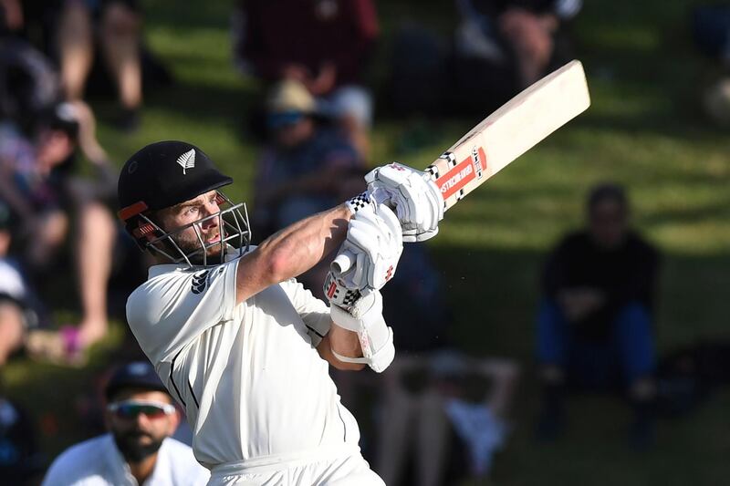 New Zealand's Kane Williamson hooks to the boundary. AP