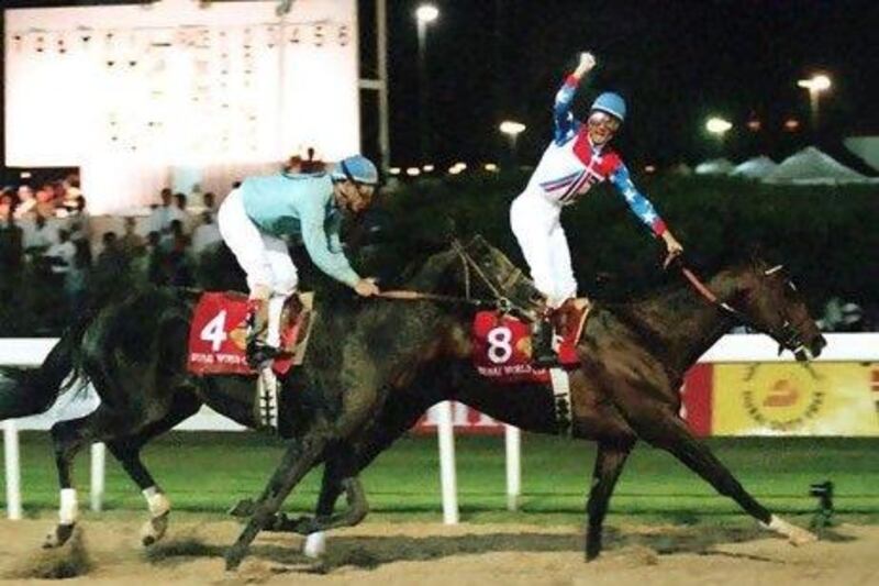 Cigar, right, trained by the American William Mott, was the first-ever winner of the Dubai World Cup when it was held at Nad Al Sheba in 1996. AFP