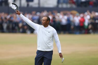 Tiger Woods of the US gestures at the end of his second round of the British Open golf championship on the Old Course at St.  Andrews, Scotland, Friday July 15, 2022.  The Open Championship returns to the home of golf on July 14-17, 2022, to celebrate the 150th edition of the sport's oldest championship, which dates to 1860 and was first played at St.  Andrews in 1873.  (AP Photo / Peter Morrison)