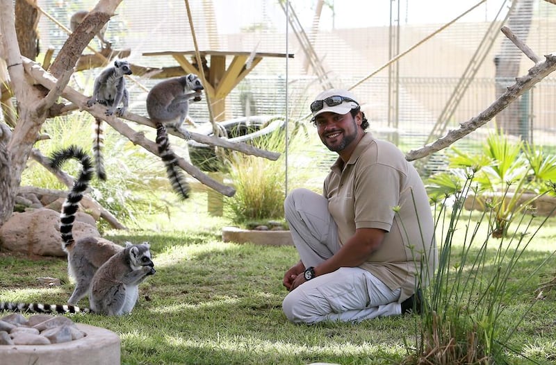 Rashed Al Qemzi was a diplomat in London, but in 2009, he decided to do what he loved, and being around animals brings him serenity. Pawan Singh / The National 