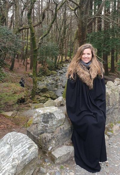 The National's Nyree McFarlane embracing the Stark ways (and keeping the cold at bay) in Tollymore Forest. 