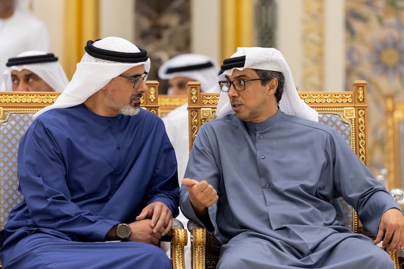 Sheikh Mansour speaks with Sheikh Khaled