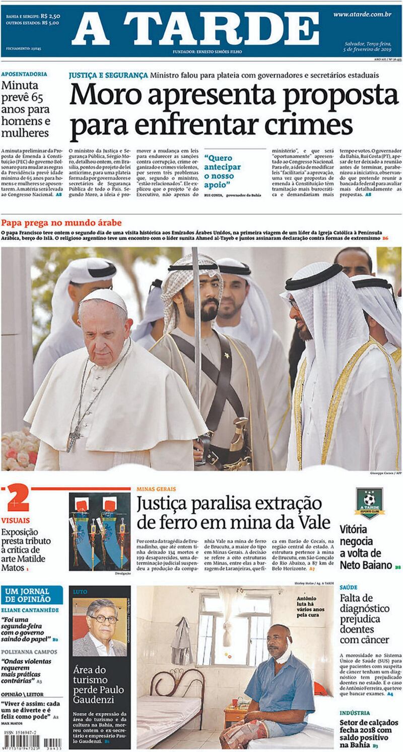A Tarde front page 