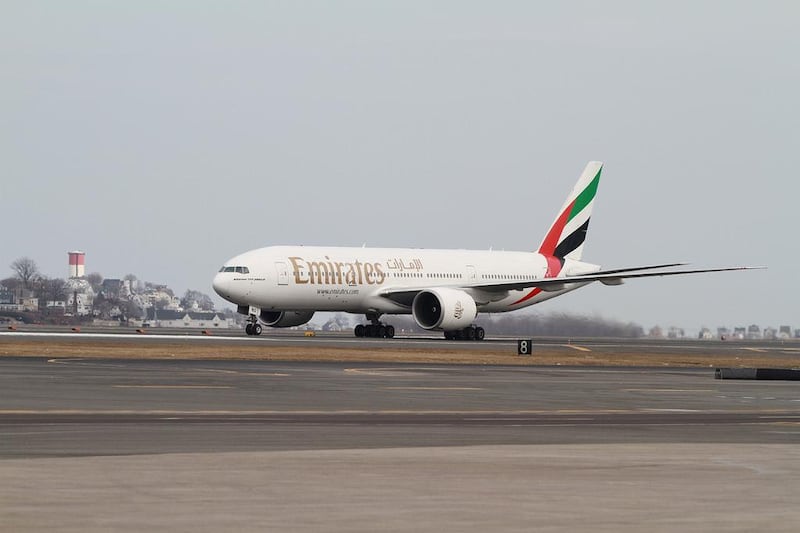 The inaugural Emirates flight EK237 arrives in Boston on March 10, 2014. Return tickets cost from Dh4,460 return in economy and from Dh18,830 in business class. Courtesy Emirates