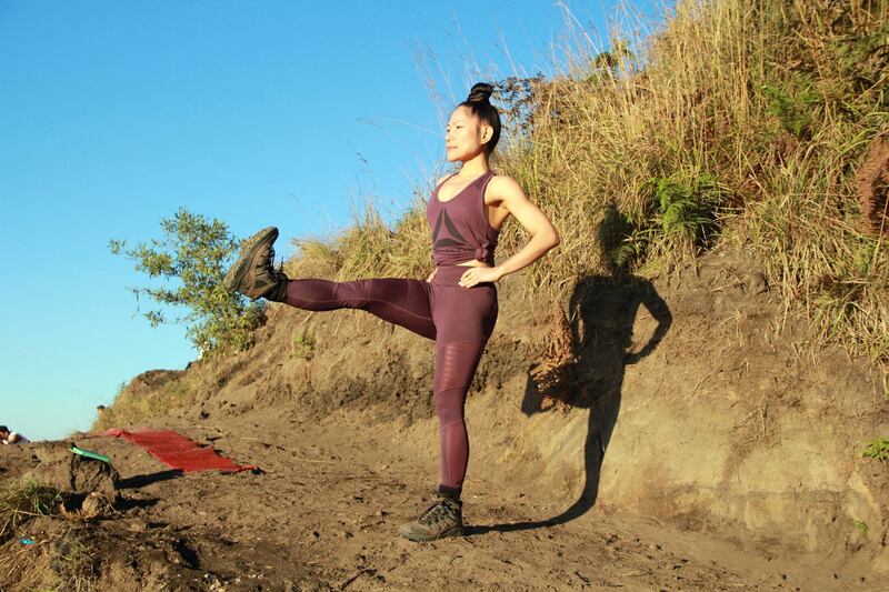 Standing leg raise. This pose helps to strengthen your psoas and glute muscles. Courtesy Nerry Toledo