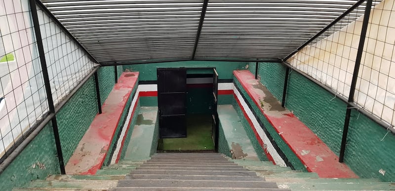 <p>The entry to the tunnel connecting the football team&#39;s gym and changing rooms with the pitch. Juman&nbsp;Jarallah&nbsp;/ The National&nbsp;</p>
