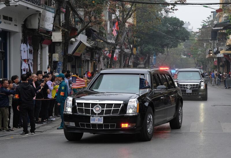 The motorcade of Donald Trump travels through Hanoi. EPA