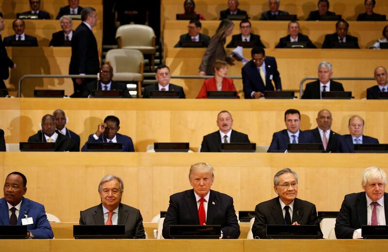 U.S. President Donald Trump participates in a session on reforming the United Nations at UN Headquarters in New York, U.S., September 18, 2017. REUTERS/Kevin Lamarque