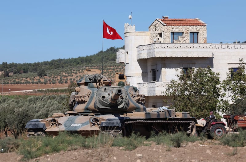 A Turkish Army tank is deployed on the outskirts of Afrin in Syria. AFP