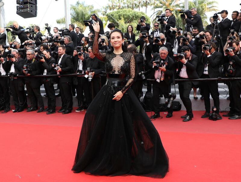 Zhang Ziyi wears Zuhair Murad at the premiere of 'Once Upon a Time in Hollywood' at the Cannes Film Festival on May 21, 2019. AP