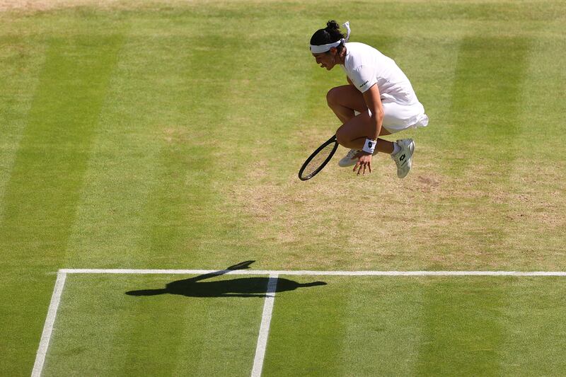 Ons Jabeur in action against Tatjana Maria. Getty