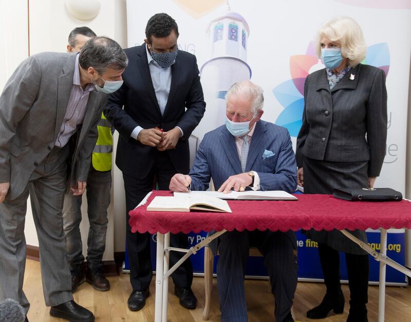 Prince Charles was accompanied by his wife Camilla as they appeared at Finsbury Park Mosque. Getty Images