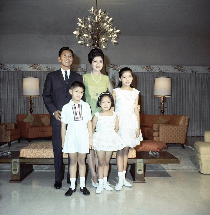 Ferdinand Marcos with family, 1965. AP