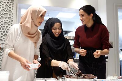 Britain's Meghan, Duchess of Sussex visits the Hubb Community Kitchen to see how funds raised by the 'Together: Our Community' cookbook are making a difference at Al Manaar, in London, Britain, November 21, 2018. Chris Jackson/Pool via REUTERS
