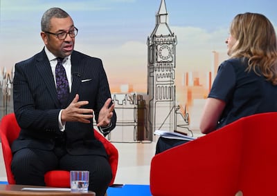 British Foreign Secretary James Cleverly BBC 1's Sunday with Laura Kuenssberg on December 11. PA