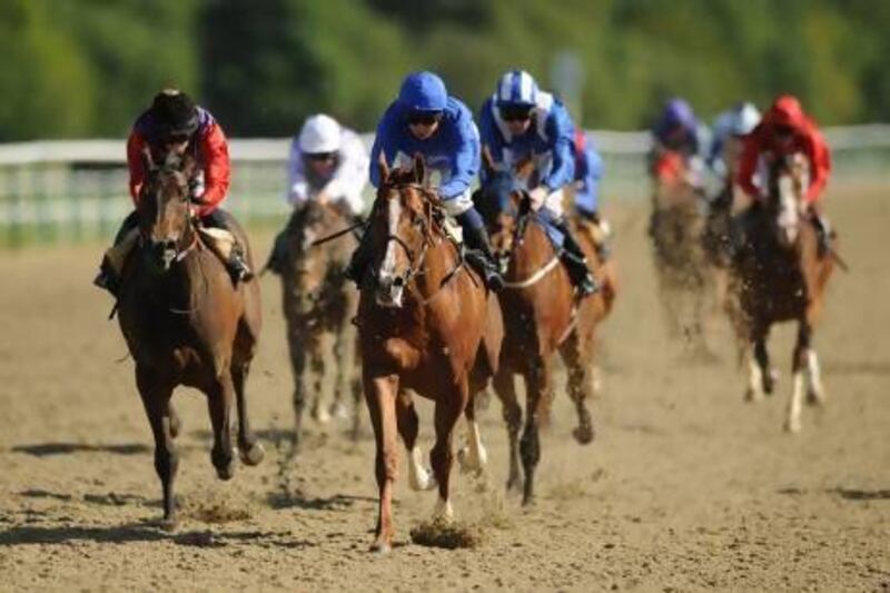Air Of Glory, centre, ridden by jockey Mickael Barzalona, pulled out a win at Lingfield on Tuesday. PA