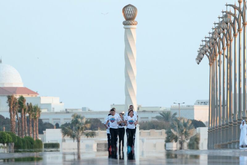 ABU DHABI, UNITED ARAB EMIRATES - March 10, 2019: The Special Olympics World Games 2019 Law Enforcement Torch Run, at the Presidential Palace.
( Eissa Al Hammadi for the Ministry of Presidential Affairs )
---