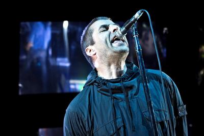 BERLIN, GERMANY - SEPTEMBER 30: British singer Liam Gallagher performs live on stage during 'Die schoene Nacht' at the Tempodrom on September 30, 2017 in Berlin, Germany. (Photo by Frank Hoensch/Redferns)