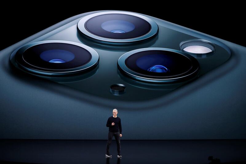 CEO Tim Cook presents the new iPhone 11 Pro at an Apple event at their headquarters in Cupertino, California, U.S. September 10, 2019. REUTERS/Stephen Lam     TPX IMAGES OF THE DAY