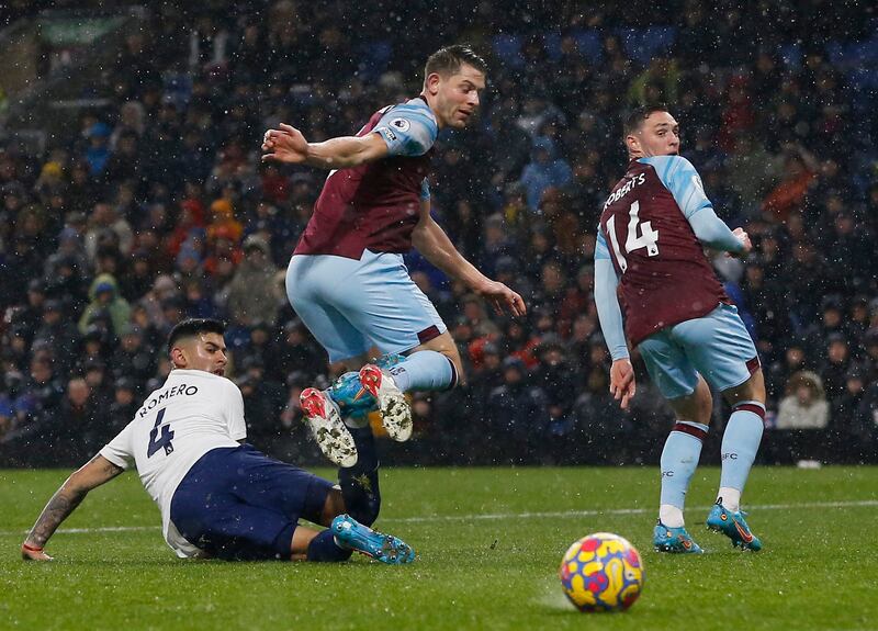 Cristian Romero 6 - Outmuscled Weghorst as Burnley’s January signing charged into the box and was about to unleash the ball from his feet. Beaten in the air by Mee. Reuters