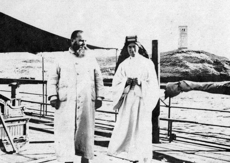 Friar Antonin J Jaussen, who in the early 20th century lived among the Bedouin tribes of Jordan, seen here with Thomas Edward Lawrence (Lawrence of Arabia) in this March 1917 photo. Jaussen built the priory in Cairo in 1931–32.  Courtesy of the Dominican Institute for Oriental Studies