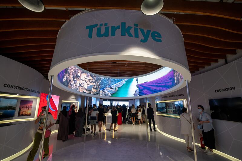 Visitors attend the opening of the Turkey pavilion. Photo: Stuart Wilson / Expo 2020 Dubai