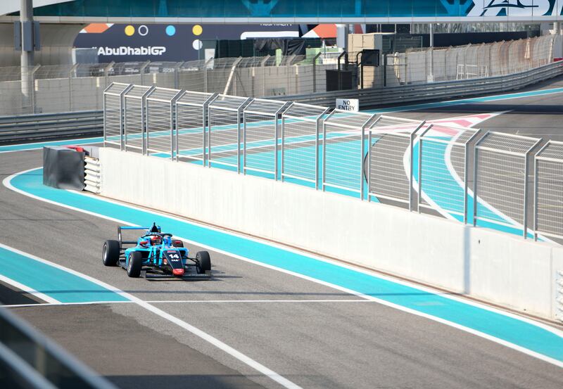 Rashid Al Dhaheri during an F4 test drive at Yas Marina Circuit