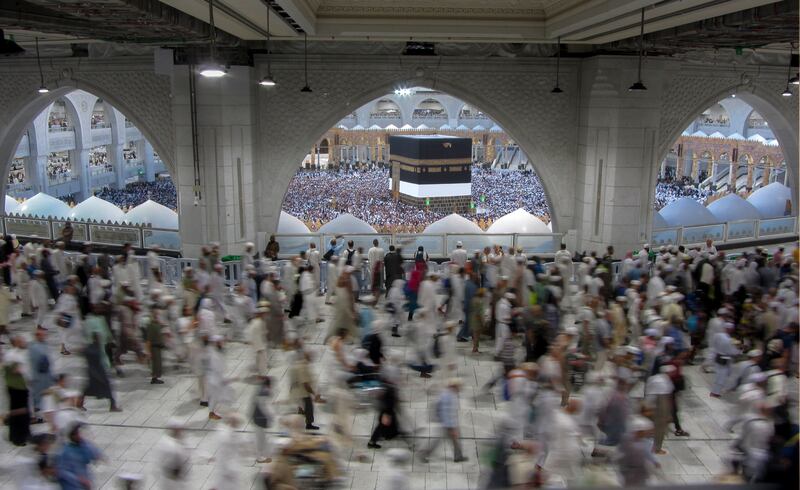 Muslim pilgrims at the Grand Mosque in Makkah, Saudi Arabia, during this year's Hajj. AP