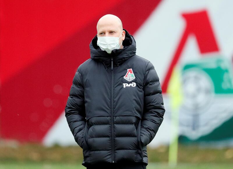 Lokomotiv Moscow coach Marko Nikolic during training. Reuters