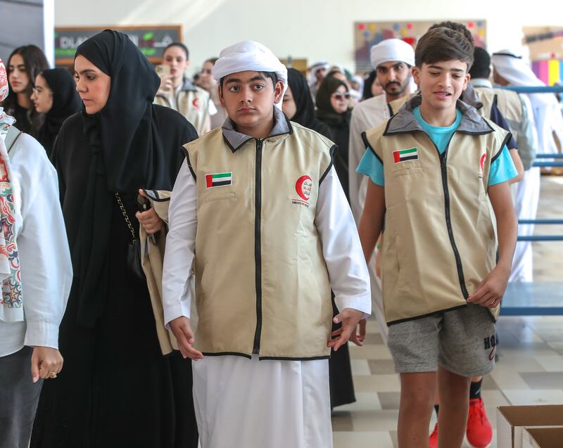 Young volunteers at the centre in Abu Dhabi on Sunday