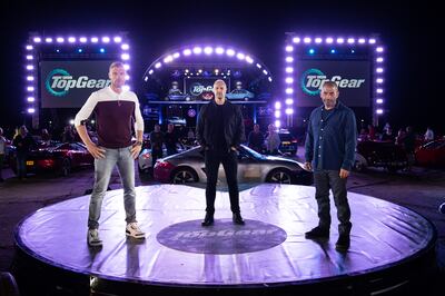 From left, Andrew Flintoff, Paddy McGuinness and Chris Harris hosting the BBC show Top Gear. Photo: BBC