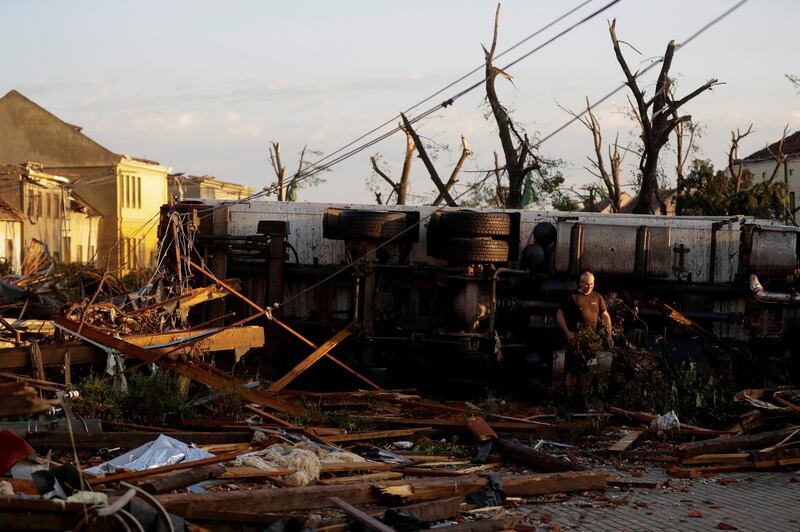 At least one person was killed and hundreds injured when the powerful tornado struck towns and village in the south-east of the Czech Republic late on June 24, 2021. Reuters