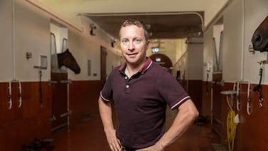 UAE champion jockey Tadhg O’Shea at the Zabeel Stables. Antonie Robertson / The National