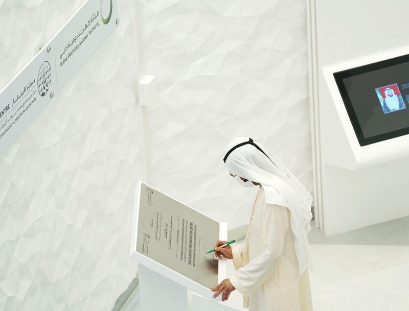 Sheikh Mohammed bin Rashid, Vice President and Ruler of Dubai, visits the Mohammed bin Rashid Al Maktoum Solar Park on Tuesday. Courtesy: Sheikh Mohammed bin Rashid Twitter