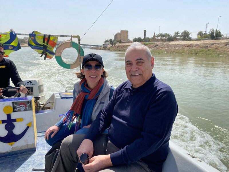 Emma Sky on the Tigris with General Nasier. Photo: Emma Sky